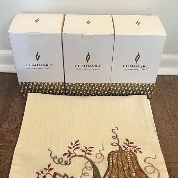 THREE Luminara Real Flame Effect RED Berry & Fall Pumpkin Ornaments-New Open Box - Picture 16 of 16